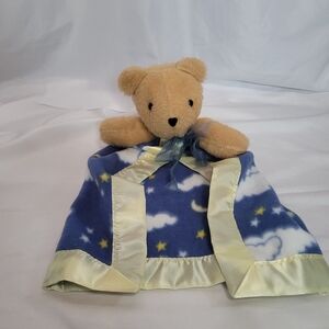 Teddy Bear Baby Lovey Security Blanket Satin Trim Unbranded/ Handmade